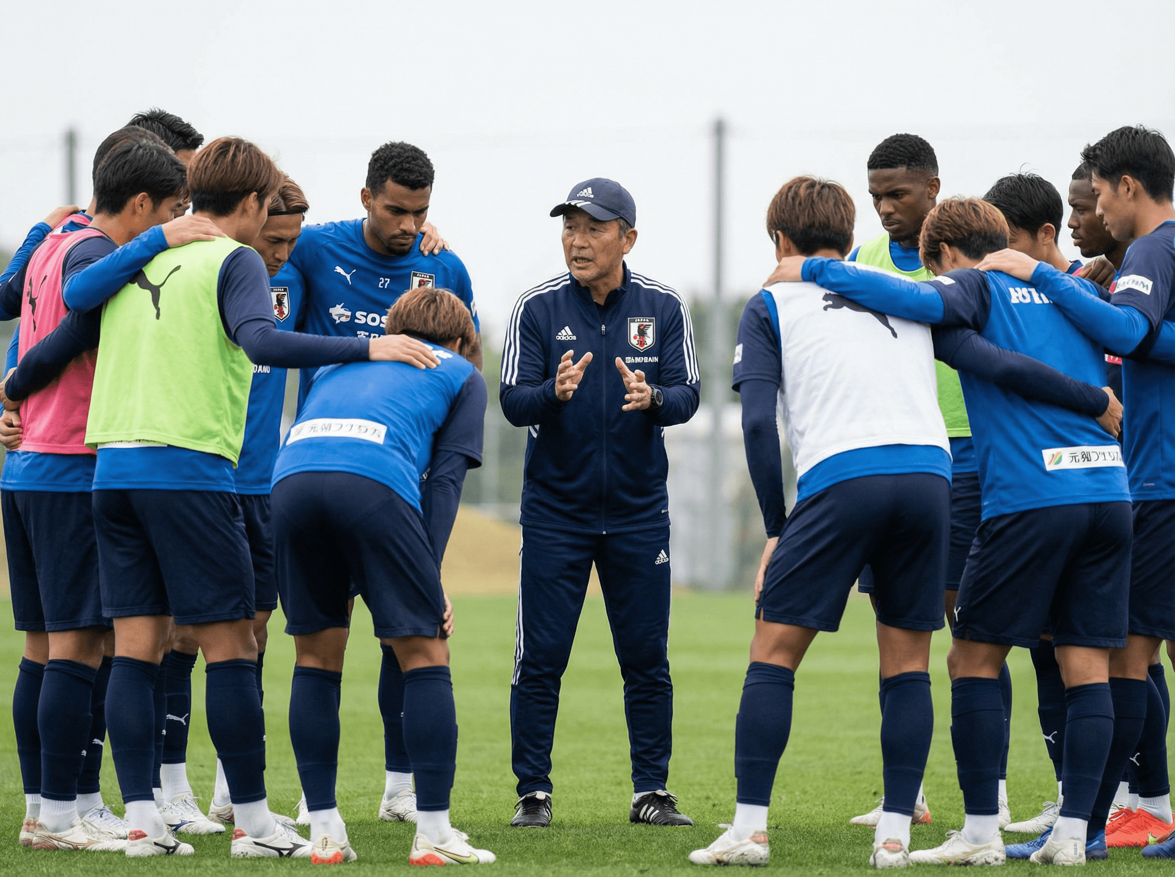 チームの輪の中に専門家が入ってアドバイスしている様子